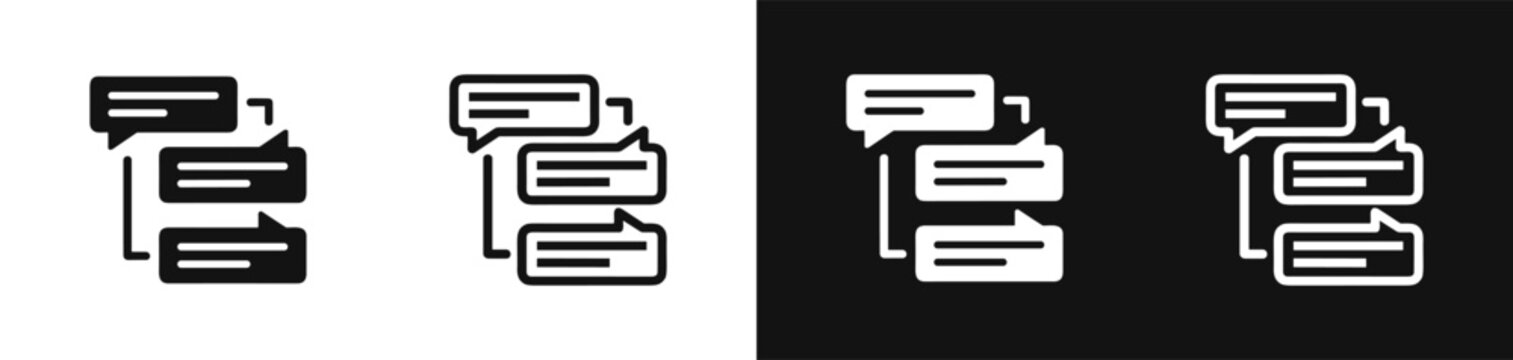 Chat messaging thread dialogue conversation communication icon set vector