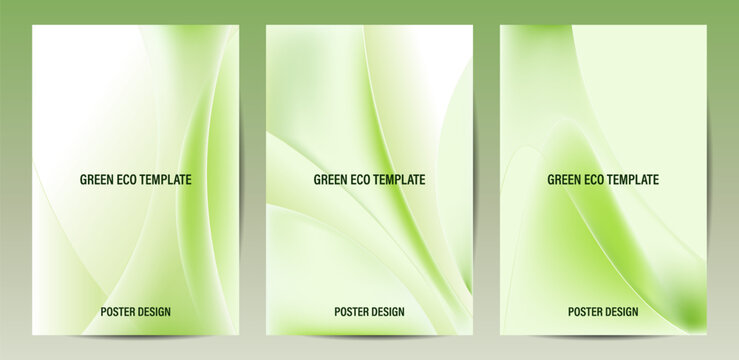 Minimalist Green Gradient Fluid Curves Vector Layout Set