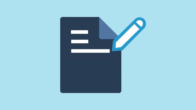 Document with pencil 2d Animation with Alpha Matte
