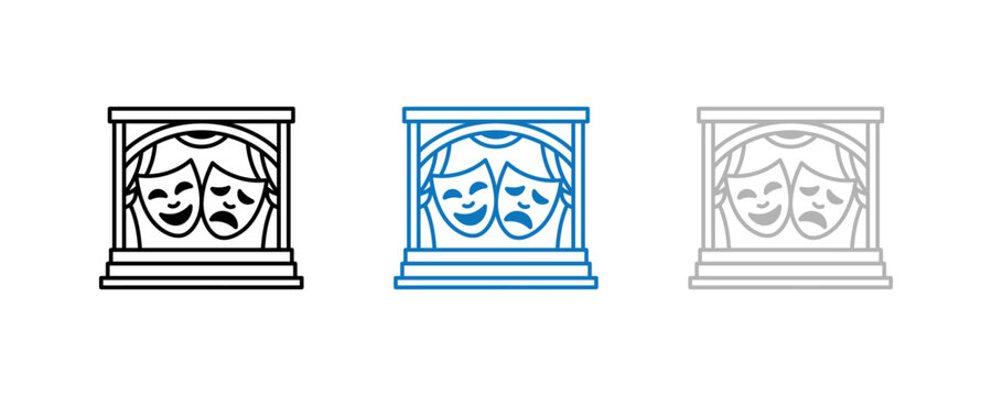 Theater Masks Icon Representing Comedy and Tragedy.