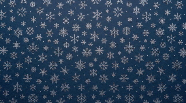 Winter snowflake pattern on dark blue background, seamless festive Christmas wrapping paper texture and holiday wallpaper design concept