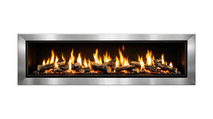 Naklejka premium PNG Modern linear fireplace with flames.