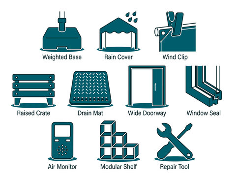 Set of indoor equipment icons vector illustration