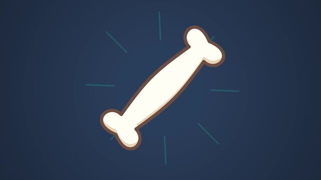 Seamless loop of a stylized 2D cartoon bone snapping in two and then reconnecting with a bouncy squash and stretch effect. Perfect for medical or gaming recovery themes.