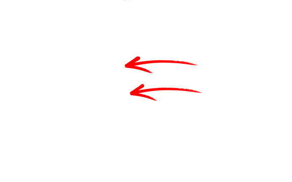 Two thin red left pointing hand drawn arrows, red hand drawn arrow vector, brush stroke doodle pointer, grunge marker sketch direction sign for infographic, presentation, web design