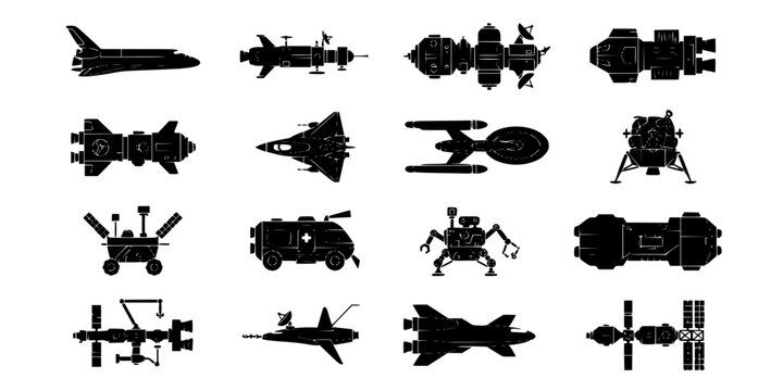 spaceship, spacecraft, futuristic, space vehicle, silhouette, starship, shuttle, spacecraft icon, space exploration, aerospace, interplanetary, interstellar, orbital, lander, probe, survey, cargo ship