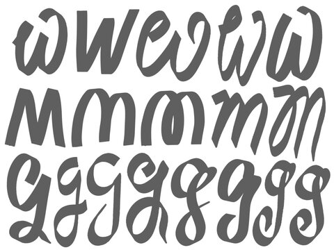 Hand lettering practice sheet with brush script alphabet and typography sketches vector illustration