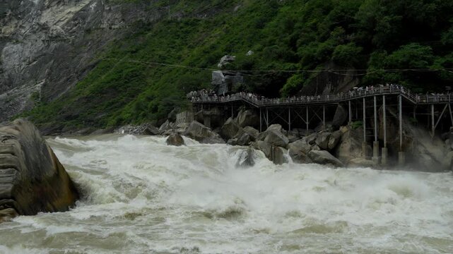 Winding river flowing in Yunnan, China, Tiger Leaping Gorge