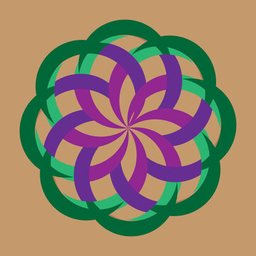 Modern Circular Mathematical Curve Graphic Motif Harmonious Multi Colored Petal Ornamental Symbol Elegantly Intertwined Geometric Bloom Illustration