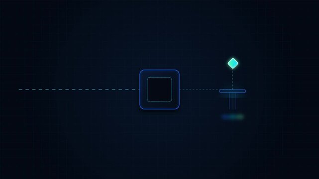 A modular automation machine processing raw data blocks into actionable business intelligence charts.