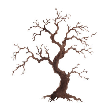 Watercolor Halloween Spooky Bare Tree