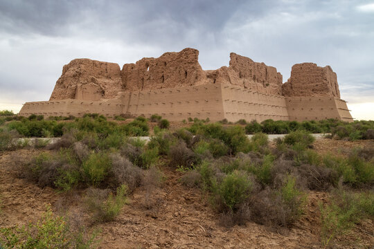 Kyzyl-Kala, or the "Red Fortress,"  an ancient (1st - 4th centuries AD) fortress in the desert of Karakalpakstan, Uzbekistan