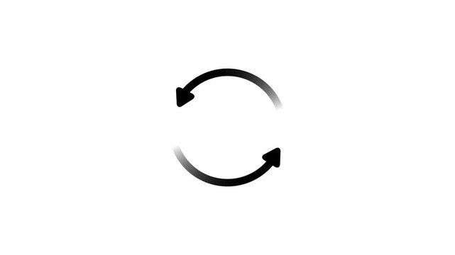 Title:Circle arrow refresh and reload icon with loading progress animation on black background