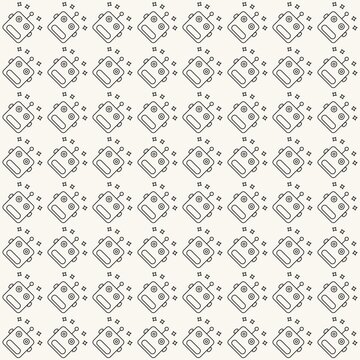 seamless vector style line art pattern robot head