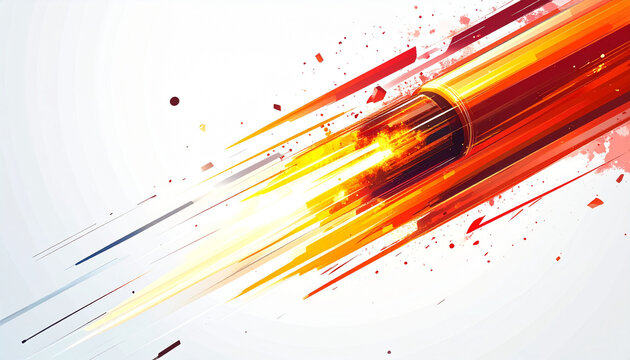 Abstract red speed motion background with dynamic lines and fiery burst