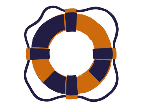 Hand Drawn Nautical Lifebuoy Ring Illustration