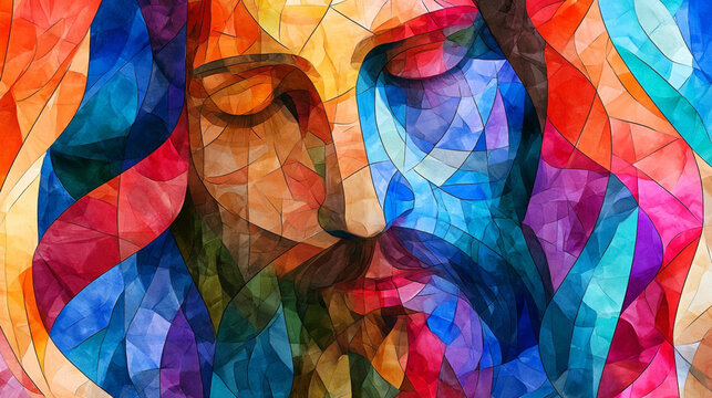Vibrant Stained Glass Window Pattern Featuring Abstract Colorful Appearance