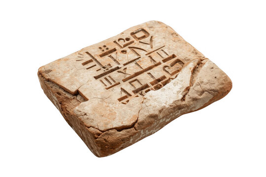 Ancient cuneiform writing on mesopotamian clay tablet
