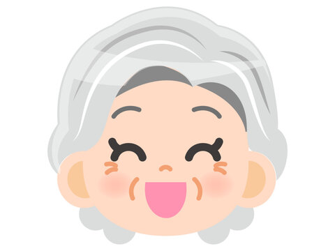 おばあちゃんのベクター顏アイコンイラスト素材2