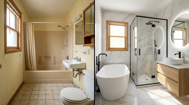 Before and After Bathroom Renovation - Old vs New Modern Design