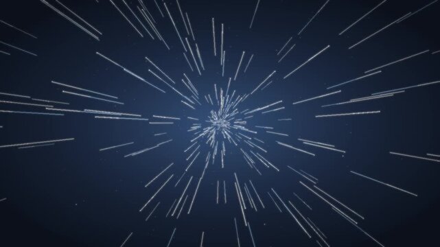 Warp speed hyperspace starfield flight seamless loop in cool cyan tones