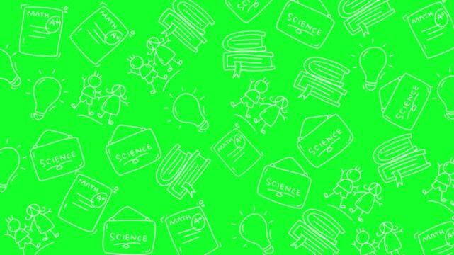 Education outline icons pattern background with school and study line art symbols
