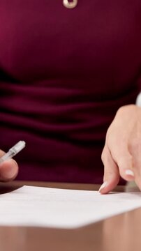Signature, lawyer and hands of old person in home for power of attorney, agreement and policy. Inheritance update, documents and account authorization with people for title deed, writing and notary