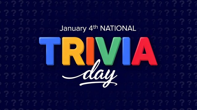 January fourth national trivia day colorful typography banner vector design with dark blue background and question marks pattern for celebration and social media post