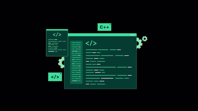 Animated C++ Programming Code Interface - Transparent