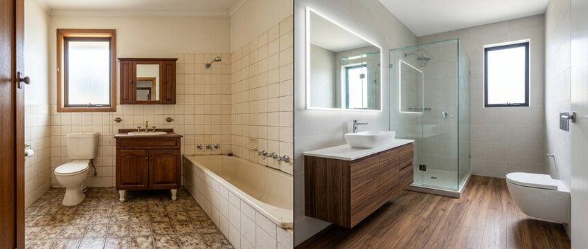 Bathroom renovation before and after: old vs modern design