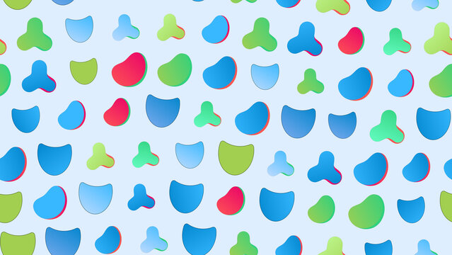 Abstract colorful shapes pattern on light blue background