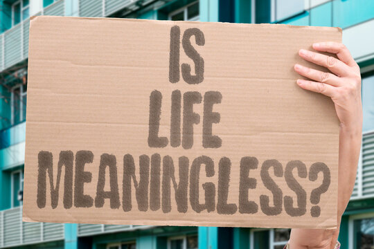 "Is life meaningless?" Anxious thinkers ask if existence has any purpose at all. LIFE. MEANING. PURPOSE. PHILOSOPHY. EXISTENCE.