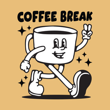 coffee cup mascot illustration