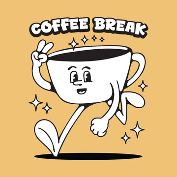 coffee cup mascot illustration