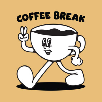 coffee cup mascot illustration