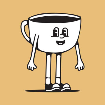 coffee cup mascot illustration