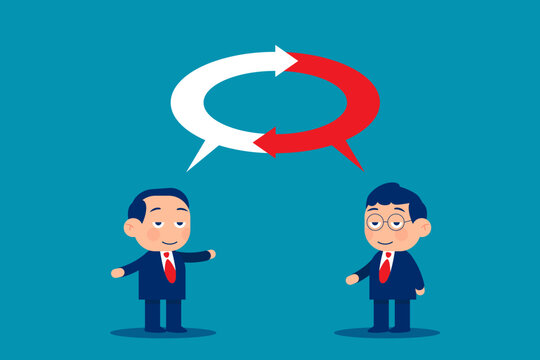 Listen person feedback to improve work quality. Business communication vector illustration