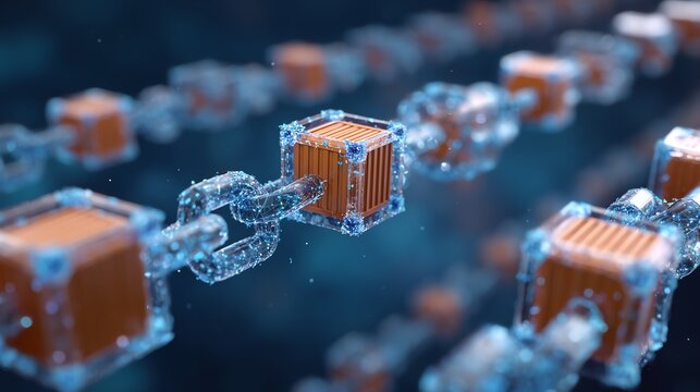 Blockchain system ensuring transparency in supply chain management.