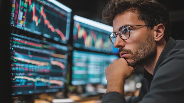 Financial analyst using predictive analytics for stock market forecasting.