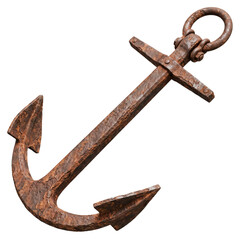 Vintage rusty metal ship anchor isolated transparent background © Hridoy Stock