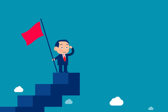 Success fearless male entrepreneur. Business man leadership vector illustration