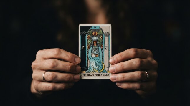 Person Holding The High Priestess Tarot Card