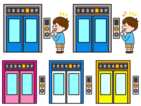 エレベーターのベクターイラスト素材セット