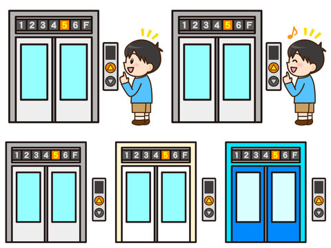 エレベーターのベクターイラスト素材セット3