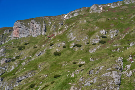 Alpine mountainside below Bucegi ridge