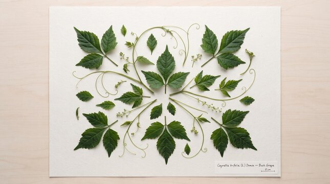 Elegant botanical leaf arrangement with floral accents for