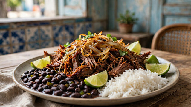 Cuban vaca frita crispy shredded beef with lime in Havana
