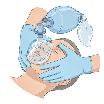 Bag Valve Mask Ventilation for Emergency Artificial Breathing and Respiratory Support