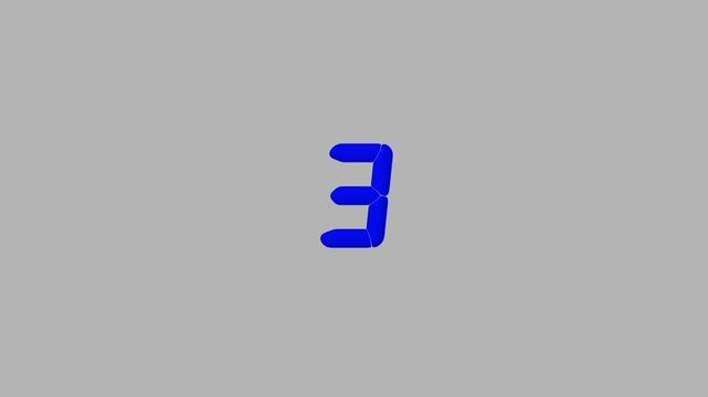Blue digital countdown number five isolated on a neutral grey