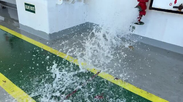 water sprayed from fire hydrant.